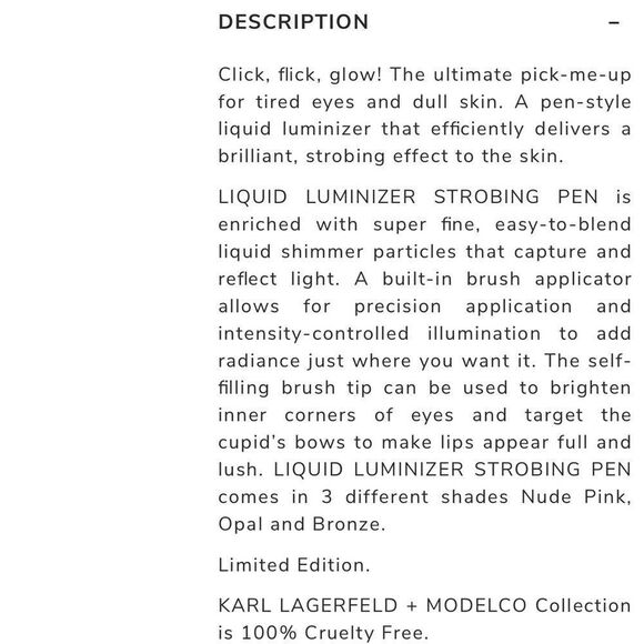 Karl Lagerfeld+ModelCo Liquid Strobing Pen Bronze NWT - Picture 6 of 7